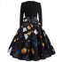 Halloween Pumpkin Print Dress with Long Sleeves and Belt JY13071 M