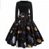 Halloween Pumpkin Print Dress with Long Sleeves and Belt JY13071 M