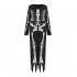 Halloween Scary Skeleton Bodycon Dress Long Sleeve Cosplay Party Show Costume black L
