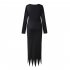 Halloween Scary Skeleton Bodycon Dress Long Sleeve Cosplay Party Show Costume black S