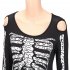 Halloween Sexy Bodycon Dress Scary Skeleton Long Sleeve Slim Cosplay Party Show Costume black M