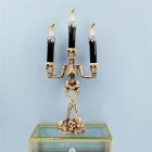 Halloween Skull Candles Holder With LED Flame Safe Flameless Candlestick Holder Candelabra For Halloween Party Decoration three silver candles