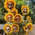Halloween Skull  Sunflower Garden Decoration Household Decorative Ornament Type A