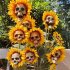 Halloween Skull  Sunflower Garden Decoration Household Decorative Ornament Type A