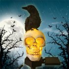 Halloween Solar Lights IP55 Waterproof Crow On Skull Solar Powered Garden Stake Lights