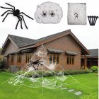Halloween Spider Decoration Set Triangle Spider Web Stretch Cobweb Set For Outdoor Party Yard Decor as shown