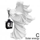 Halloween Witch Messenger Ornament With Lantern Waterproof Energy Saving Resin Statue For Garden Courtyard Decor White-Solar