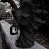 Halloween Witch Messenger Ornament With Lantern Waterproof Energy Saving Resin Statue For Garden Courtyard Decor Black Solar