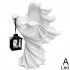 Halloween Witch Messenger Ornament With Lantern Waterproof Energy Saving Resin Statue For Garden Courtyard Decor White led light