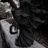 Halloween Witch Messenger Ornament With Lantern Waterproof Energy Saving Resin Statue For Garden Courtyard Decor Black led Lights