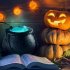Halloween Witch Pot Smoke Machine LED Humidifier Color Changing Decor Halloween Party Toy colors British plug