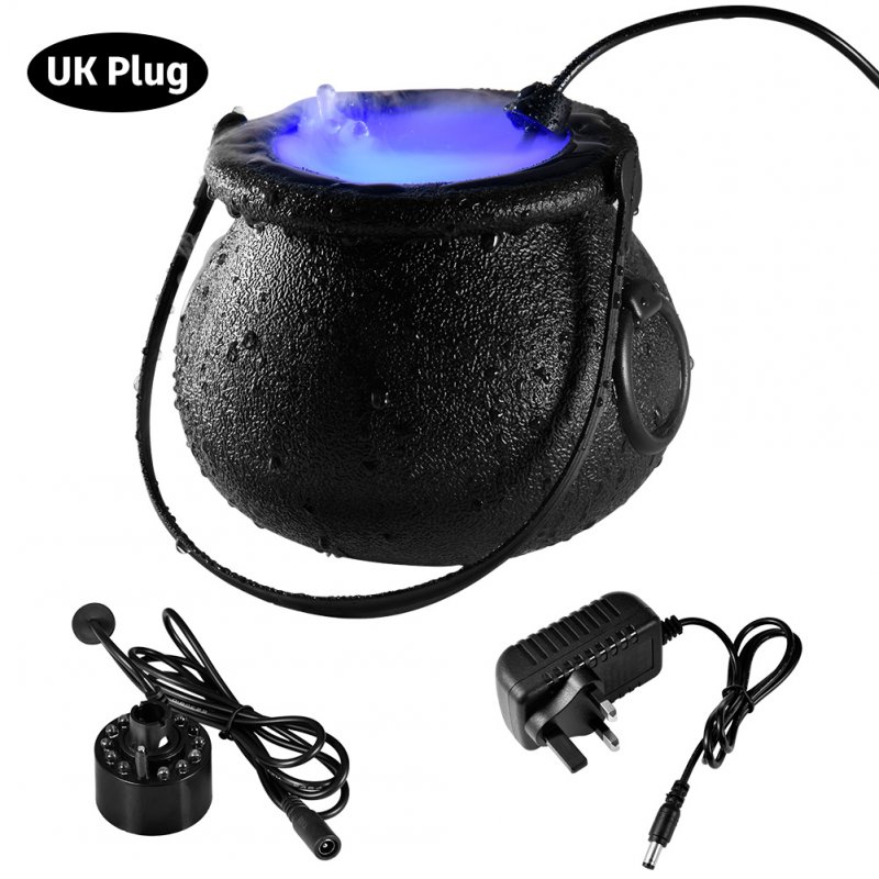 Halloween Witch Pot Smoke Machine LED Humidifier Color Changing Decor Halloween Party Toy colors_British plug