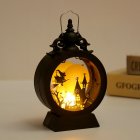 Halloween Witch Pumpkin Lantern Retro Round LED Lantern Portable Electronic Candle Night Light For Party Decorations witch