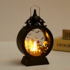 Halloween Witch Pumpkin Lantern Retro Round LED Lantern Portable Electronic Candle Night Light For Party Decorations castle