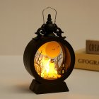 Halloween Witch Pumpkin Lantern Retro Round LED Lantern Portable Electronic Candle Night Light For Party Decorations pumpkin