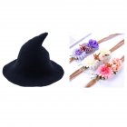 Halloween Witches Hat Big Brim Halloween Witch Hat Decorations Costume Accessory For Halloween Party Favor 1 hat + 3 flowers