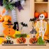 Halloween Wooden Ornaments With Pumpkin Bat Skull Halloween Party Horror Props For Trick Or Treat Party Decor Skull