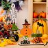 Halloween Wooden Ornaments With Pumpkin Bat Skull Halloween Party Horror Props For Trick Or Treat Party Decor Skull