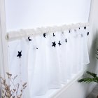 Hallway Curtain Star Kitchen Cabinet Short Embroidered Curtain Navy blue 100   50CM