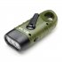 Hand Cranking Solar Powered Rechargeable Emergency Flashlight  High Brightness 3LED Outdoor Portable Torch with Mountaineering Buckle Green 124   45   32mm