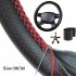 Hand Sewing Steering Wheel Cover Microfiber Leather Sweat absorbent Breathable Car Steering Wheel Cover Black red 38cm