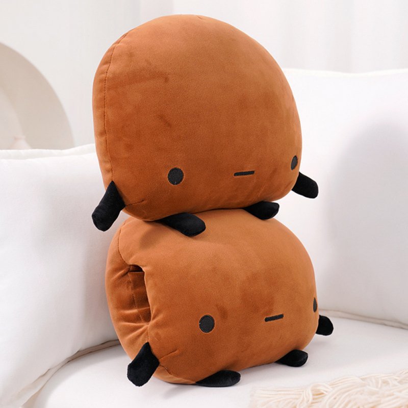 Hand Warmer Plush  Pillow  Toys Cute Potato-shaped Soft Comfortable Sofa Cushion Practical New Years Birthday Gifts For Men Women Dark brown_35cm (with hand warmer)