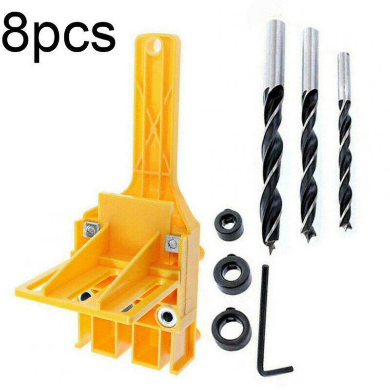 Hand-held Hole  Punch Fixture Drill Guides High-speed Steel Wood Drills 6-10mm Woodworking Tools Hole punch + 7-piece drill bit