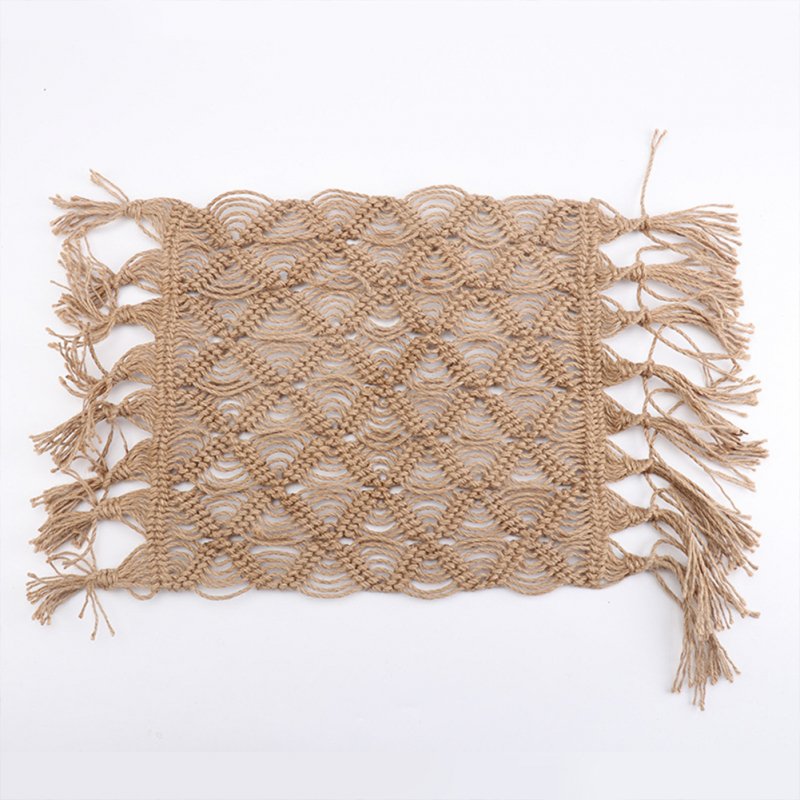 Hand-woven Hemp  Rope  Mat Breathable Blanket Photography Props Accessories Hemp rope mat_65cm*35cm