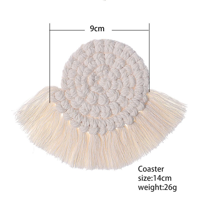 Hand-woven  Placemat Cotton Rope Bowl Pad Semi-circular Thickened Heat Insulation Pad Small