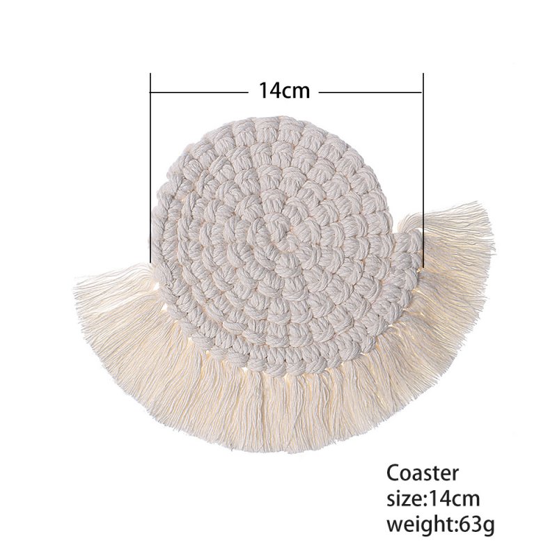 Hand-woven  Placemat Cotton Rope Bowl Pad Semi-circular Thickened Heat Insulation Pad Big