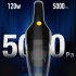 Handheld Car Vacuum Cleaner 5000Pa 120W High Power 36000 RPM USB Rechargeable Wet And Dry Cordless Vacuum Cleaner For Car Interior Desktop Home Cleaning blue
