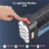 Handheld Led Solar Light 4 Mode Waterproof Usb Rechargeable Spotlight Camping Torch Black