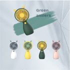 Handheld Mini Fan Usb Rechargeable Portable Lanyard Desktop Fan For Outdoor Camping Travel Hiking Antlers random color