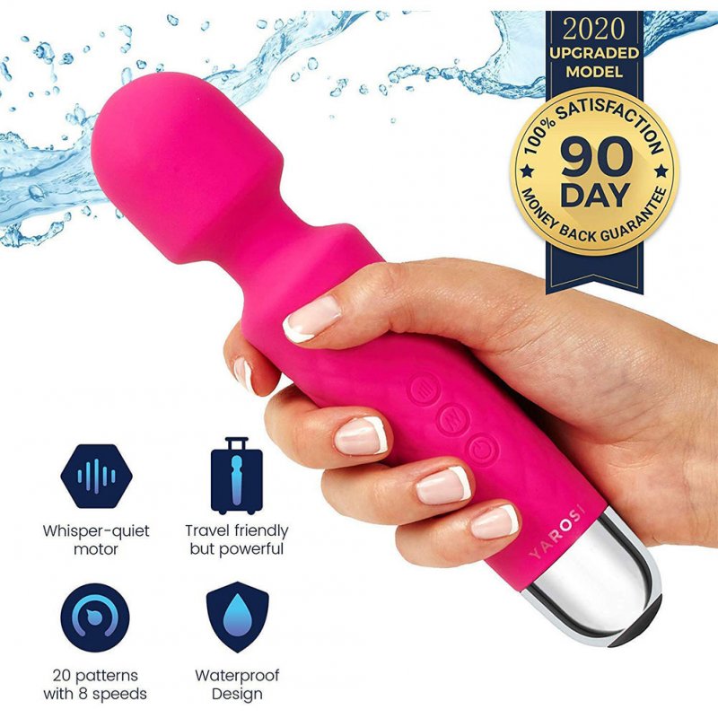 Handheld Wand Massager Cordless Waterproof Back Neck Massage Powerful Vibrating USB Rechargeable rose Red