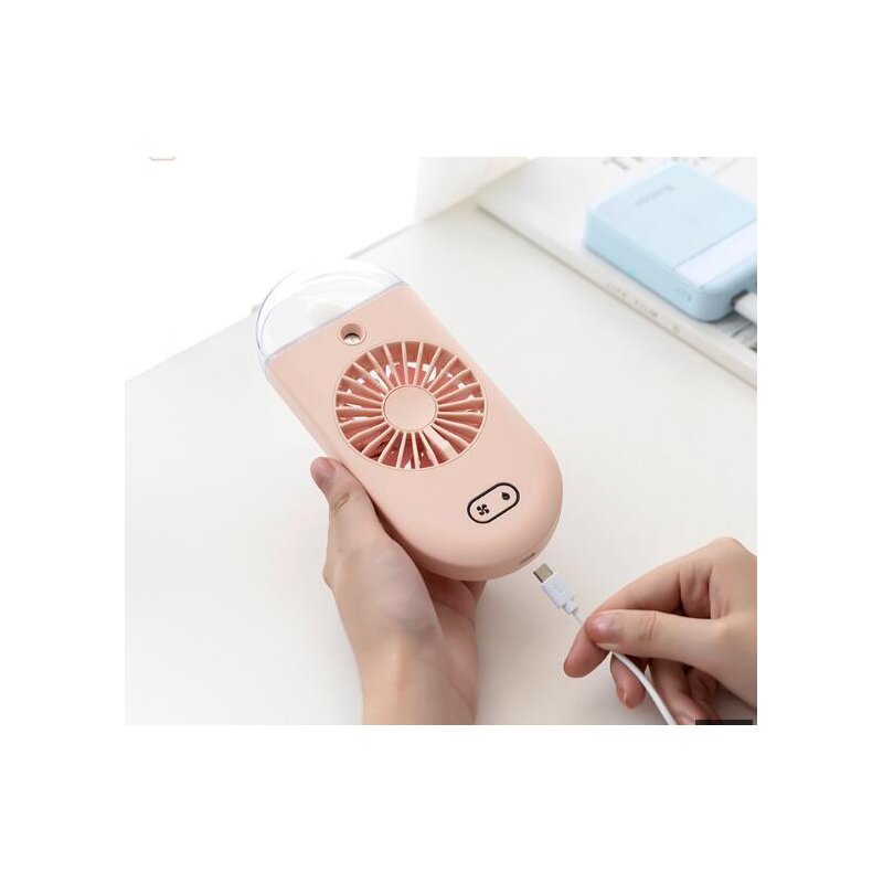Handheld Water Spray Mist Fan USB Charging Air Cooling Mini Humidifier Fan for Student Outdoor Pink_Handheld spray fan