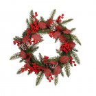 Handmade Christmas Wreath With Pine Branches Berry Pine Cones For Front Door Wall Window Farmhouse Decoration 45cm