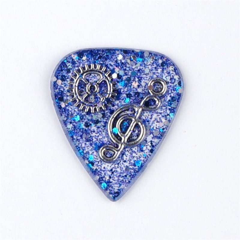 Handmade Guitar Pick Transparent Exquisite DIY Guitar Pick Necklace Thickness 1.5mm Resin Metal 3*2.5*0.15cm Blue note