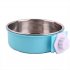 Hang on Pet Dog Cat Bowl Food Water Dish Feeder Stainless Steel Bowl  green large