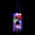 Hanging Colorful Glowing Witch Hat with Led Lights Venue Layout Props 37 x 75cm