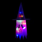 Hanging Colorful Glowing Witch Hat with Led Lights Venue Layout Props 37 x 75cm