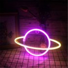 Hanging Planet-shaped Neon  Night  Light Ip42 Waterproof Rust-proof For Room Wall Kids Bedroom Birthday Party Bar Beach Wedding Decoration Warm white + pink