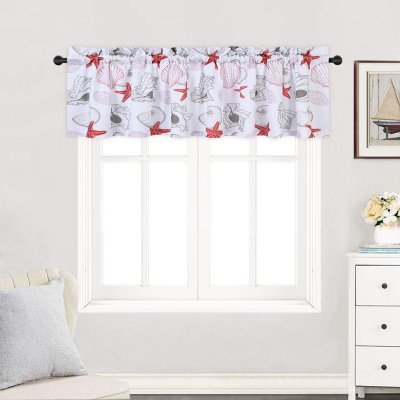 Haperlare 2pcs Window Tiers Waterproof Polyester Starfish Print Small Curtains Set For Kitchen Living Room Etc Haperlare 2pcs Window Tiers Waterproof Polyester Starfish Print Small Curtains Set For Kitchen Living Room Etc