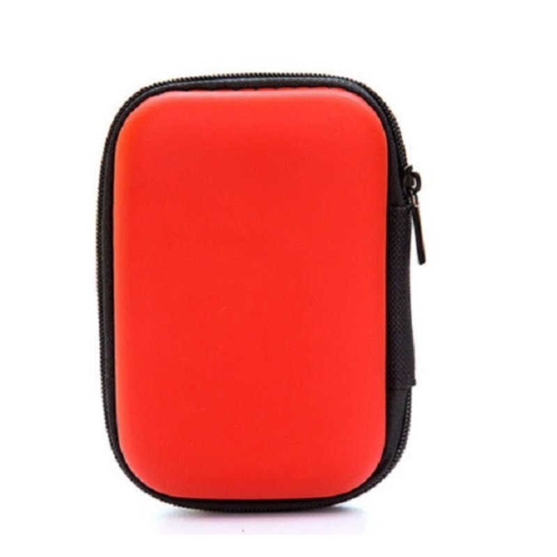 Hard Earphone Case Eva Leather Headphone Storage Bag Protective Usb Cable Organizer Portable Earbuds Pouch Box Red