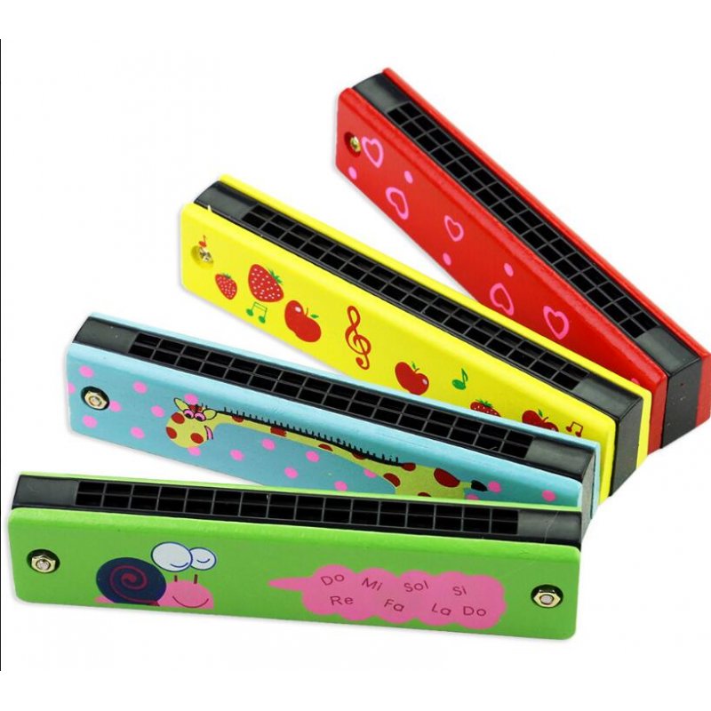 Harmonica 16 Double Rows Child Enlightenment Instruments Student Teaching Equipment Wooden Harmonica Toy Random Color