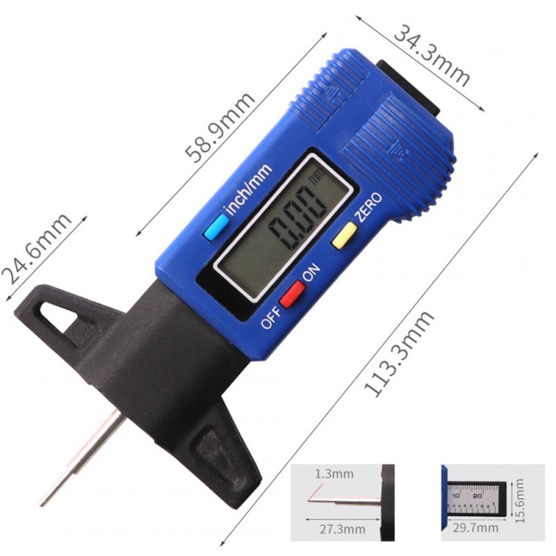 Digital Car Tire Tread Depth Gauge Meter Built-in Bluetooth Transmission Thickness Gauges Blue