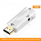 Hd 1080p Video  Interface  Converter Hdmi-compatible To Vga Adapter With Audio Output Low Power Consumption Home Office Video Adapter White