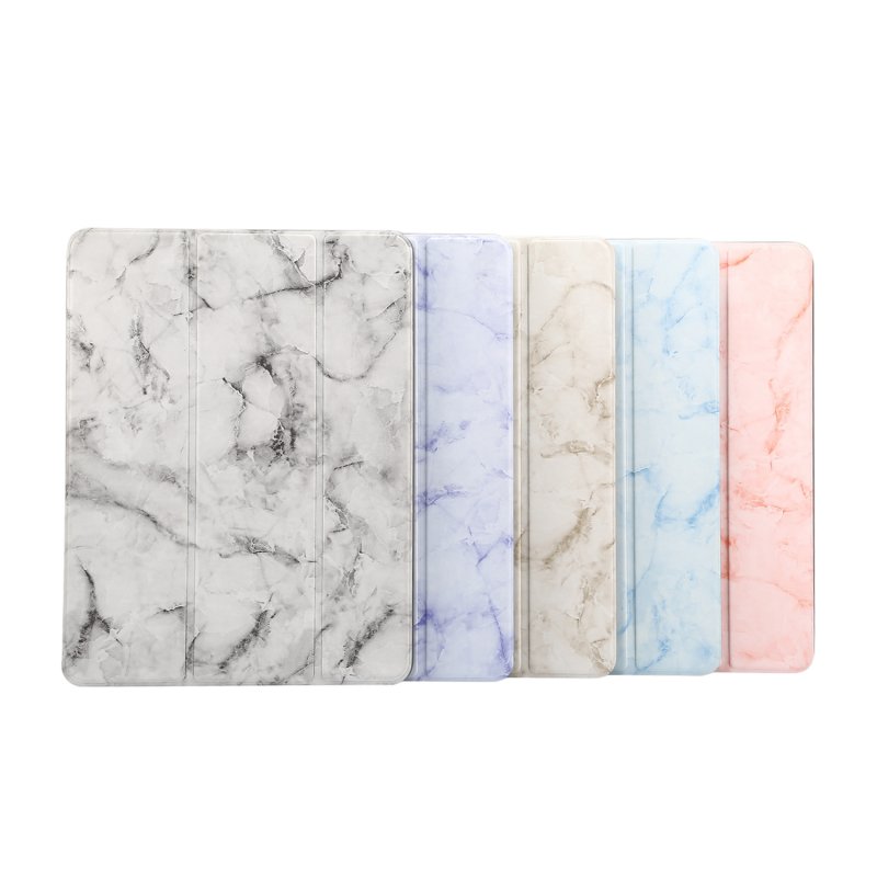 For iPad Pro 10.2 2019 Tablet Cover Marbling Pattern PU Leather Pen Loops Anti-fall Anti-scrach Anti-slip Protect Shell Tri-fold Tablet Case 