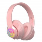 Head-mounted Bluetooth Headphones Hd Noise Reduction Subwoofer Wireless Luminous Gaming Headset cute powder