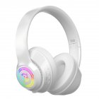 Head-mounted Bluetooth Headphones Hd Noise Reduction Subwoofer Wireless Luminous Gaming Headset Pearl White