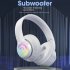 Head mounted Bluetooth Headphones Hd Noise Reduction Subwoofer Wireless Luminous Gaming Headset Pearl White